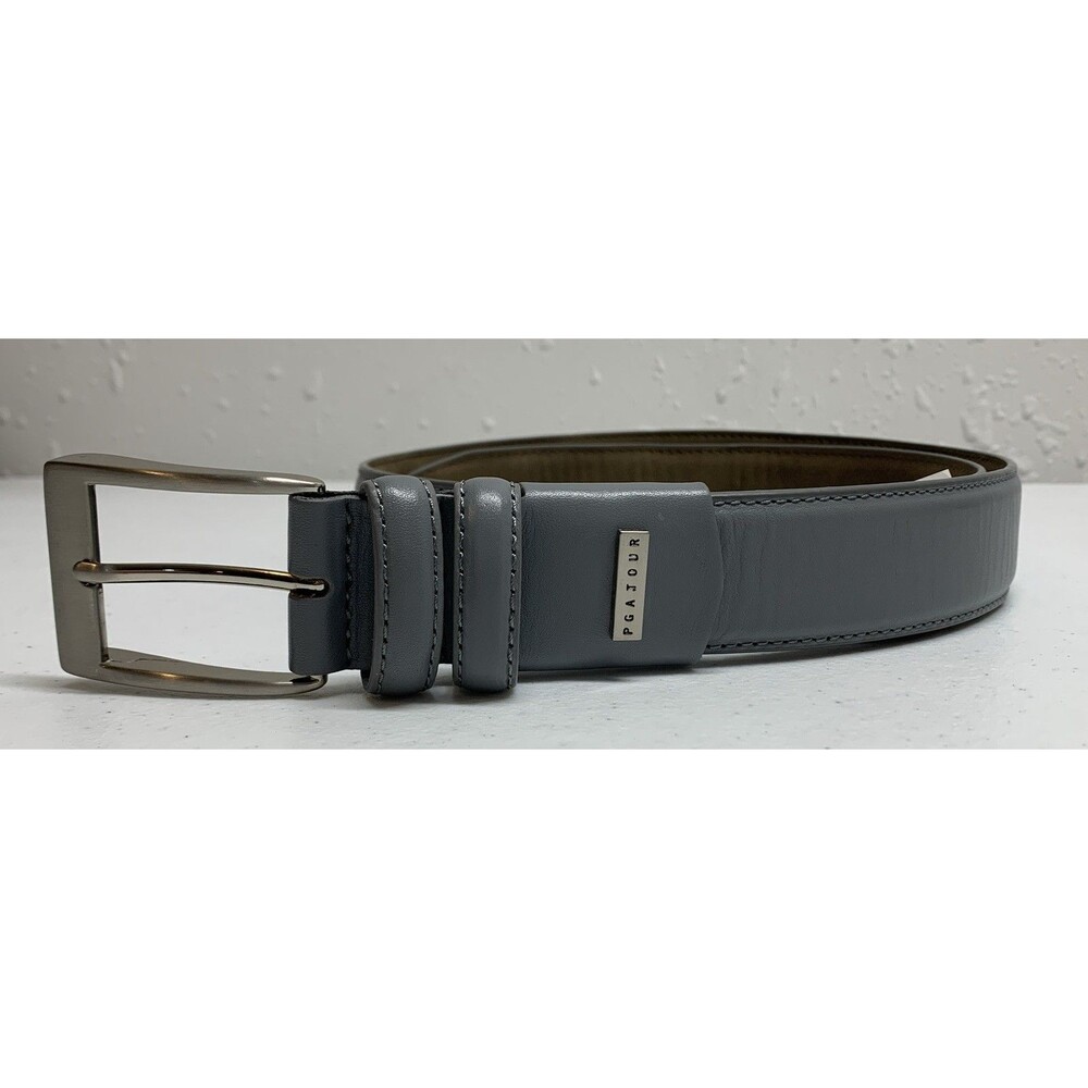 PGA Gray Leather Belt Men’s 34 New